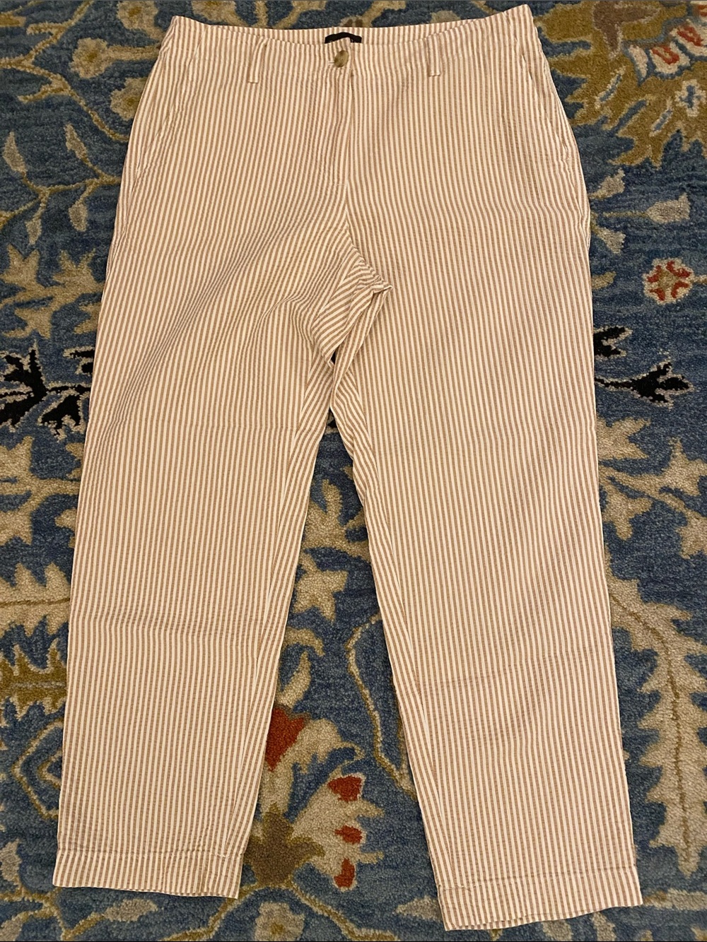 💐Talbots Beige & White Stripe Seersucker Pants